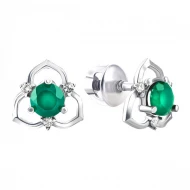 Срiбнi сережки-пусети з агатом зеленим (арт. 2332/9p-GAG)