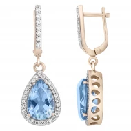Золотые Серьги с топазом swiss blue (арт. 2190435101)