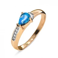 Золотое кольцо с топазом swiss blue (арт. 02-0220)