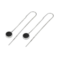 Серебряные серьги-протяжки с ониксом (арт. А198сР)