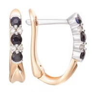 Золотые серьги с бриллиантами с сапфиром (арт. 880190-Сб/с6)