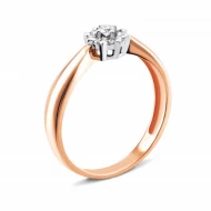 Каблучка з діамантом 0,17ct із червоно-білого золота 585°, арт. 880227