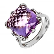 Золотое кольцо с бриллиантами с аметистом (арт. RG-30288-12.200-1715)