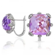 Золотые серьги с бриллиантами с аметистом (арт. RG-30288-12.200-1975)