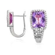 Золотi сережки з діамантами з аметистом (арт. RG-30477-12.200-1833)