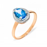Золотое кольцо с топазом swiss blue (арт. 02-0080.1)