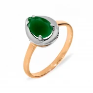 Золотое кольцо с агатом зеленым (арт. 02-0080.1)