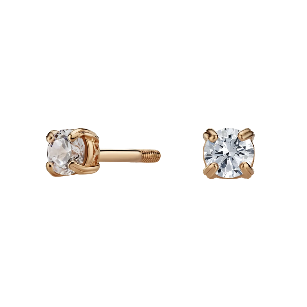 Золотi сережки-пусети з фіанітом (арт. 520273)