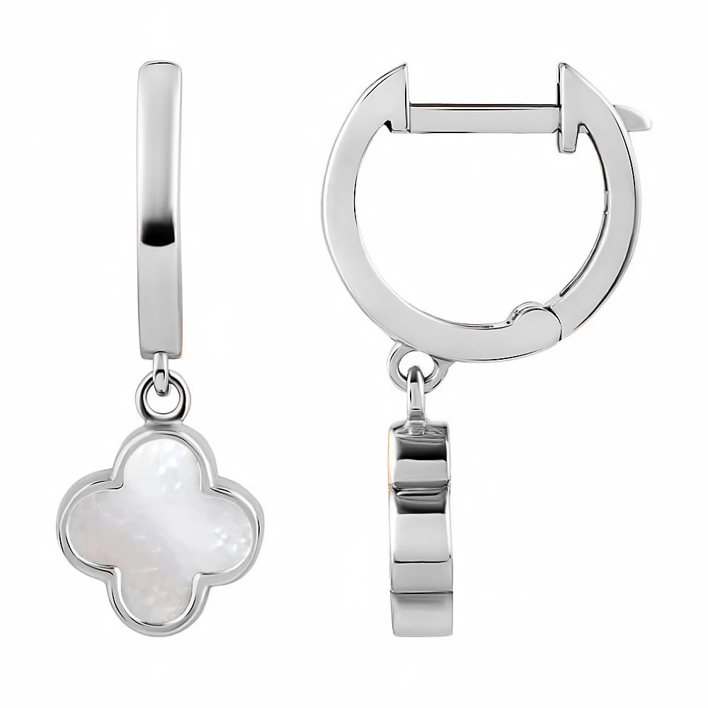 Серебряные серьги-подвески с перламутром (арт. 40056)