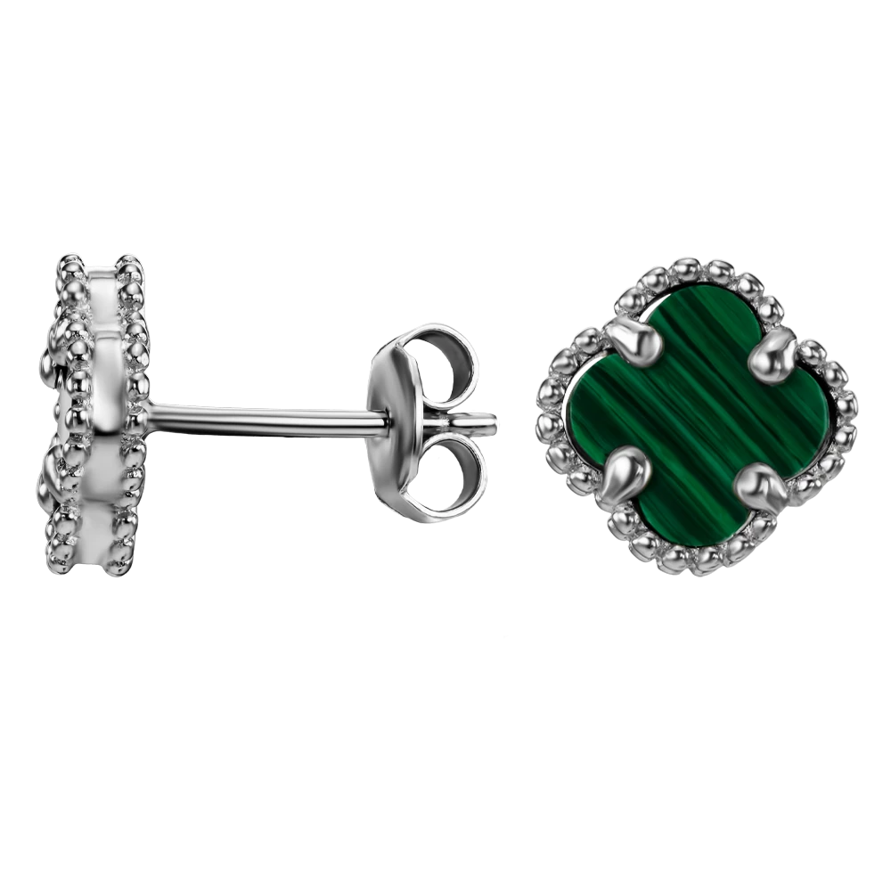 Золотые серьги-пусети с малахитом (арт. 4020013б)