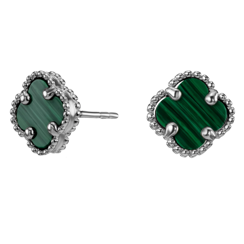 Золотые серьги-пусети с малахитом (арт. 4020013б)