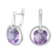 Золотi сережки з діамантами з аметистом (арт. 910024591А-86-213-975)