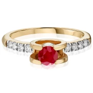 Золотое кольцо с бриллиантом и рубином (арт. 6-YOY0051р)