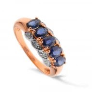 Золота каблучка з діамантами з сапфіром (арт. Q011EMA4WT-10.155-878)