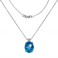 Золоте кольє з діамантом та топазом swiss blue (арт. 55-020613BT-296-425)