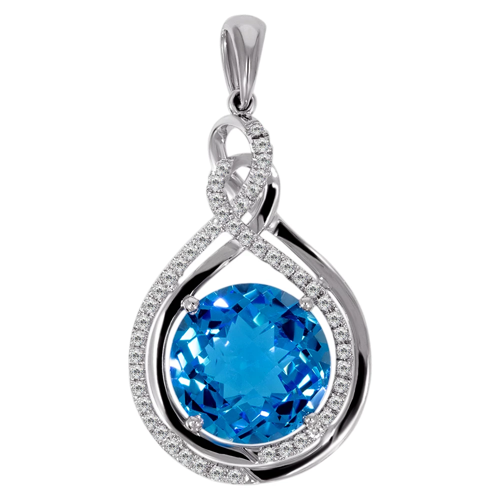 Золотая подвеска с бриллиантами с топазом swiss blue (арт. 119693-11.200-1062)