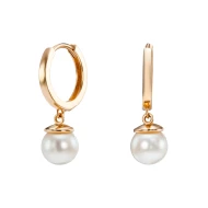 Золотi сережки-підвіски з перлами (арт. 4010085)