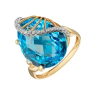 Золота каблучка з діамантами з топазом (арт. 119680-11.200-1102)