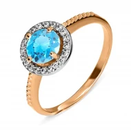 Золотое кольцо с топазом swiss blue (арт. 02-0189)