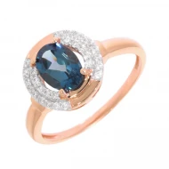 Золотое кольцо с топазом london blue (арт. 140672Пл)
