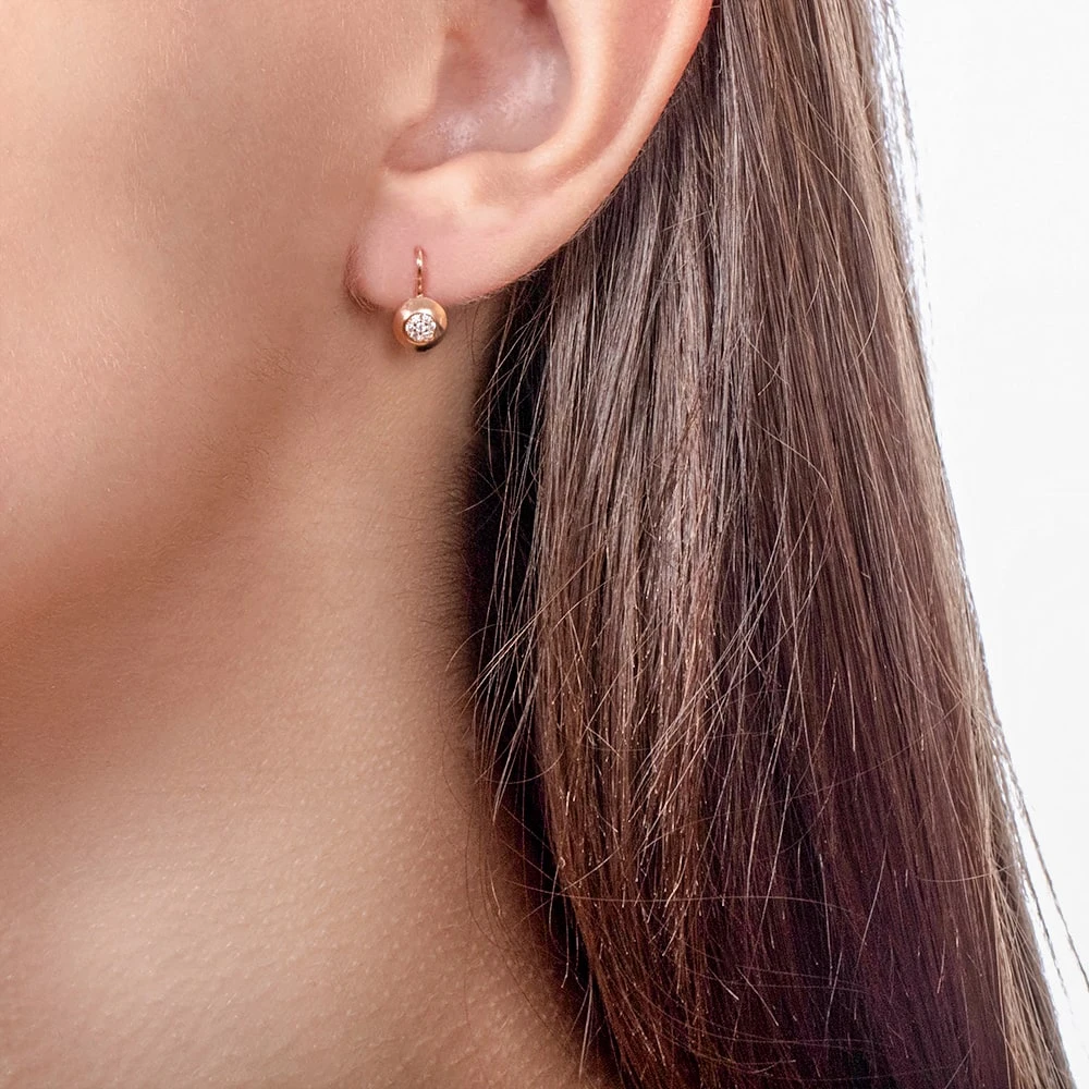 Серьги из красного золота 585° с фианитом/куб.цирконием, арт. 383128 (арт. 383128)