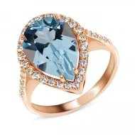 Золотое кольцо с топазом swiss blue (арт. 02-0194)