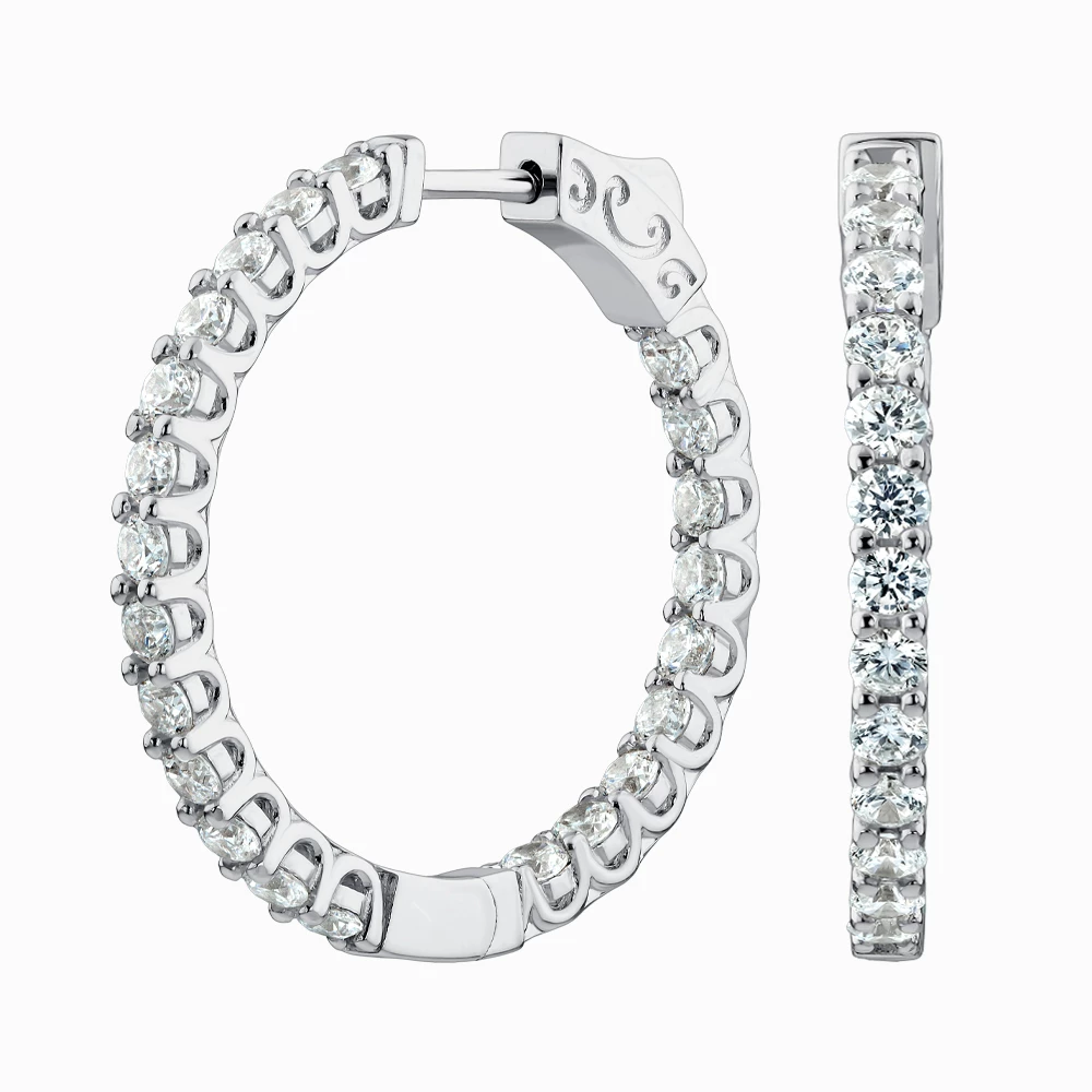 Срiбнi сережки-конго з фіанітом (арт. KE26074)