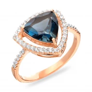 Золотое кольцо с топазом london blue (арт. 140637Пл)