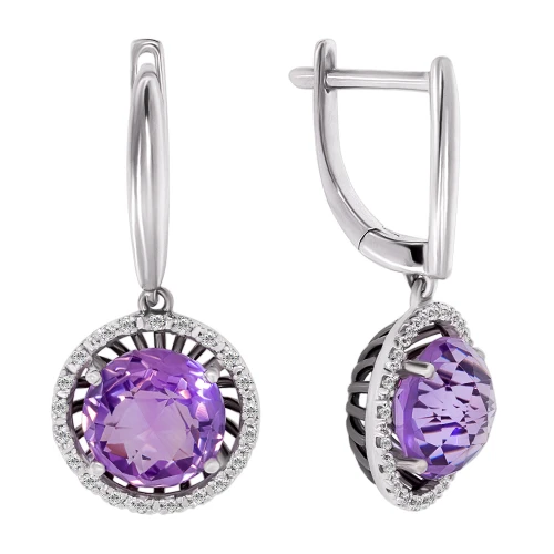 Золотые серьги с бриллиантами с аметистом (арт. E23319-9.155-1158)