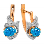Золотые серьги с бриллиантами с топазом swiss blue (арт. 108E0029811-0-1.155-818)