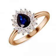 Золотое кольцо с бриллиантом и сапфиром (арт. 158сапф)