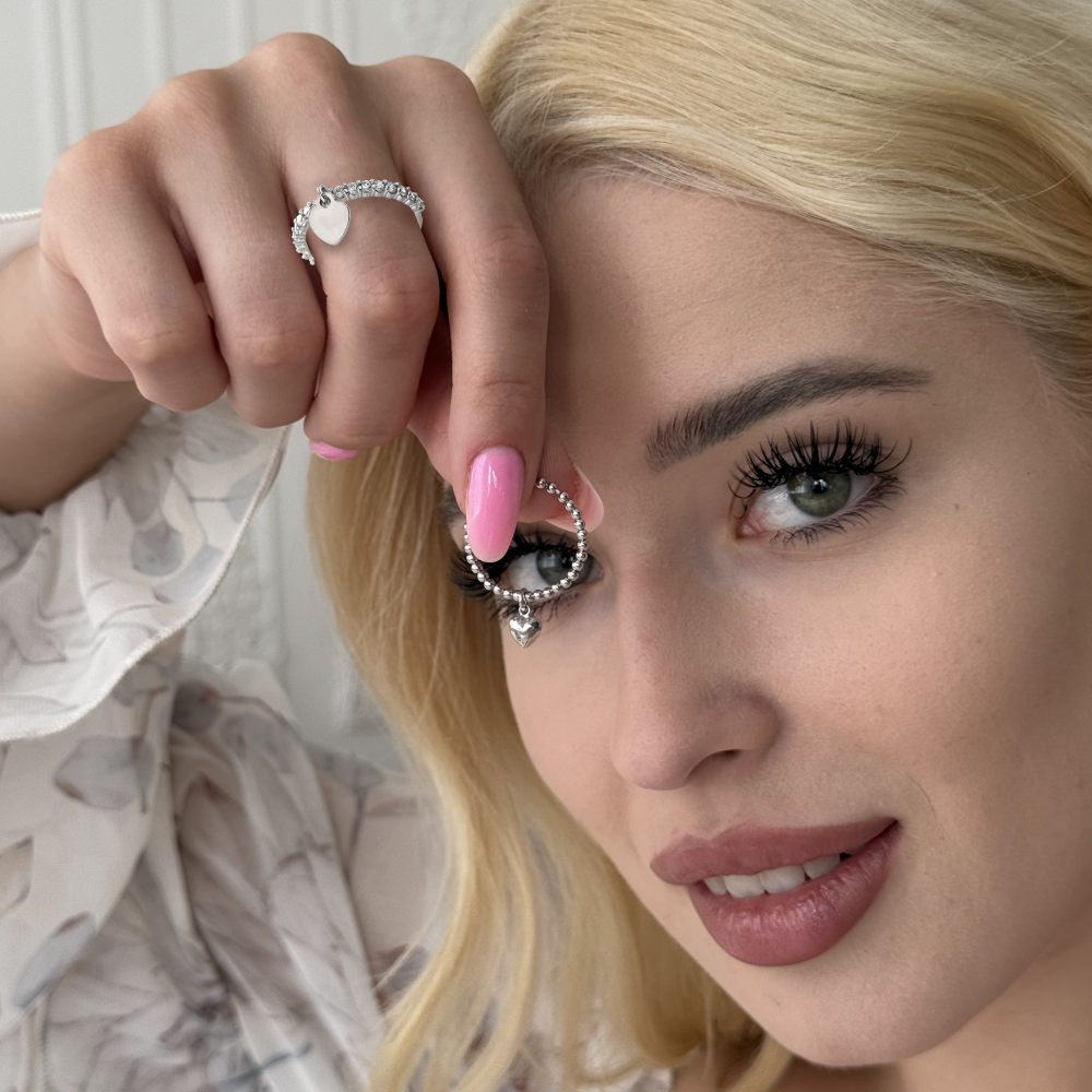 серебряное кольцо с подвеской